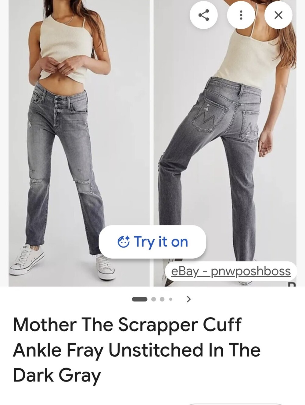 MOTHER Denim The Scraper Cuff Ankle Fray Distressed Size 25